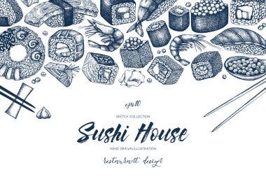 çizilmiş sushi menüsü