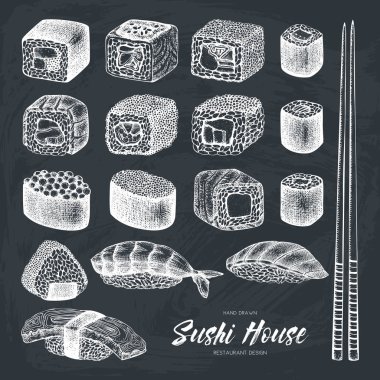 Asya gıda ile Sushi menüsü