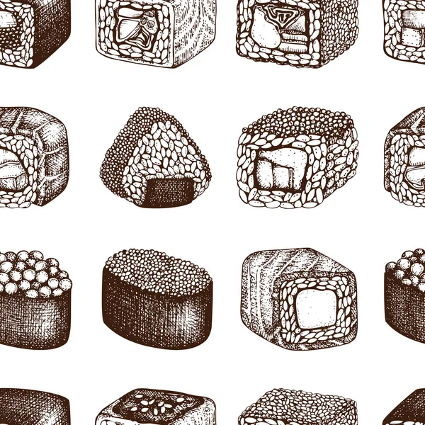 Sushi dibujado a mano — Archivo Imágenes Vectoriales