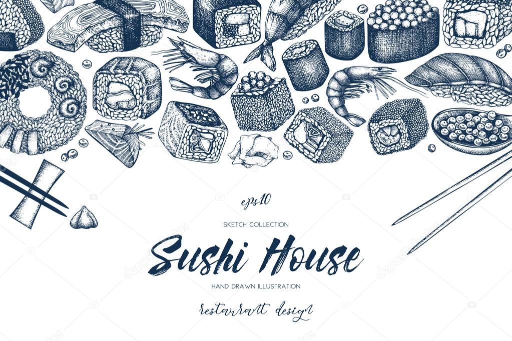 drawn sushi menu