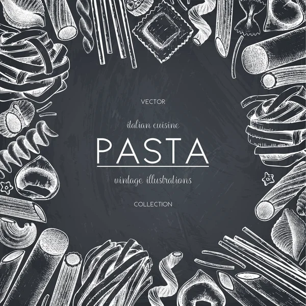 Vektormenü-Vorlage mit italienischer Pasta. — Stockvektor