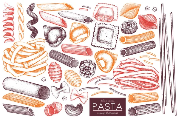 Colección vectorial de pasta italiana . — Archivo Imágenes Vectoriales