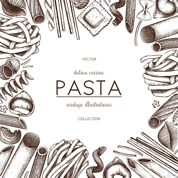 Vector menu template with Italian pasta. — Stock Vector