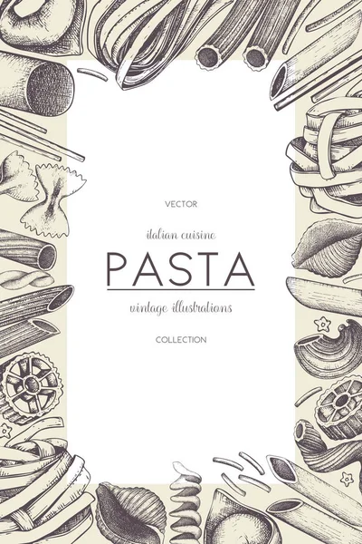 Templat menu vektor dengan pasta Italia . - Stok Vektor