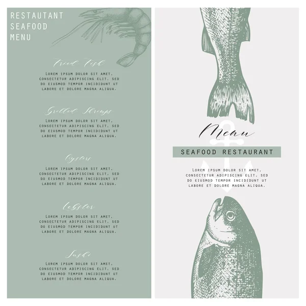 해산물 레스토랑 메뉴 geraria — 스톡 벡터