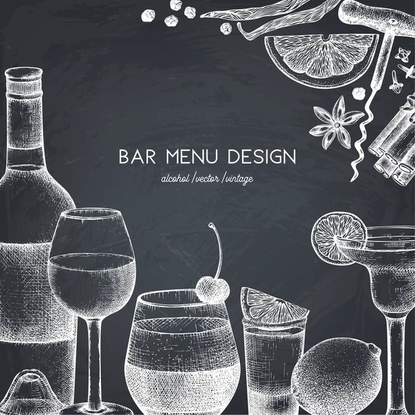 Vector Design Met Hand Getekend Dranken Illustratie Vintage Dranken Schets — Stockvector