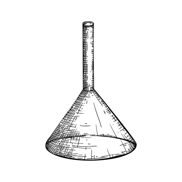 Equipement Laboratoire Croquis Bécher Verre Dessiné Main Illustration Flasque Dessin — Image vectorielle