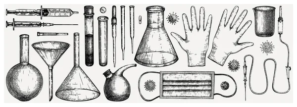 Медичне Обладнання Захисні Засоби Проти Коронавірусу Інших Інфекцій Ручна Скляна — стоковий вектор