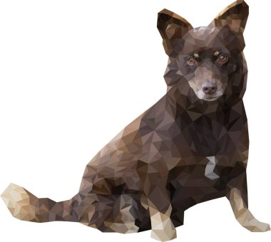 Vektör illüstrasyonu, düşük polimer, gerçekçi, beyaz arka planda köpek