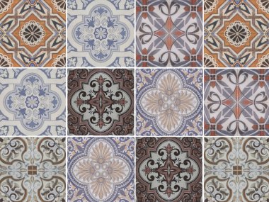 Mix of turkish traditional ornamental decorative tiles. Seamless pattern abstract background concept clipart