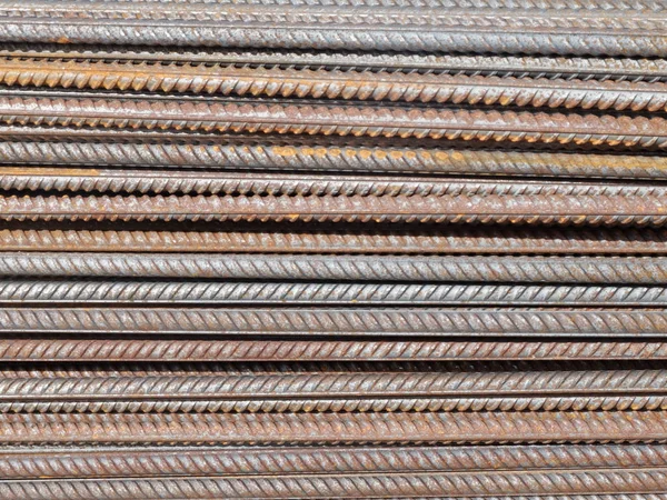 Steel reinforcement bars, industrial background, building armature — Stock Photo, Image