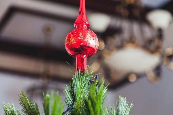 Gyönyörű vörös tipp a karácsonyfa Vértes — Stock Fotó