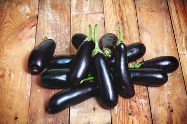 Birkaç olgun patlıcan kurullarında yatıyordu