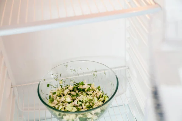 Boş buzdolabında sebze salatası — Stok fotoğraf