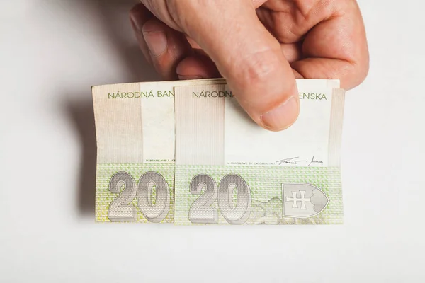 2020 a fehér hátterű bankjegyekről közelkép — Stock Fotó