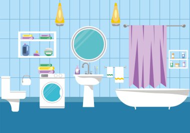 banyo iç vektör illüstrasyonu