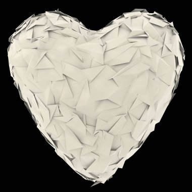 Sevgi ve ilişkinin sembolü olarak kağıt kalp. İzole edilmiş