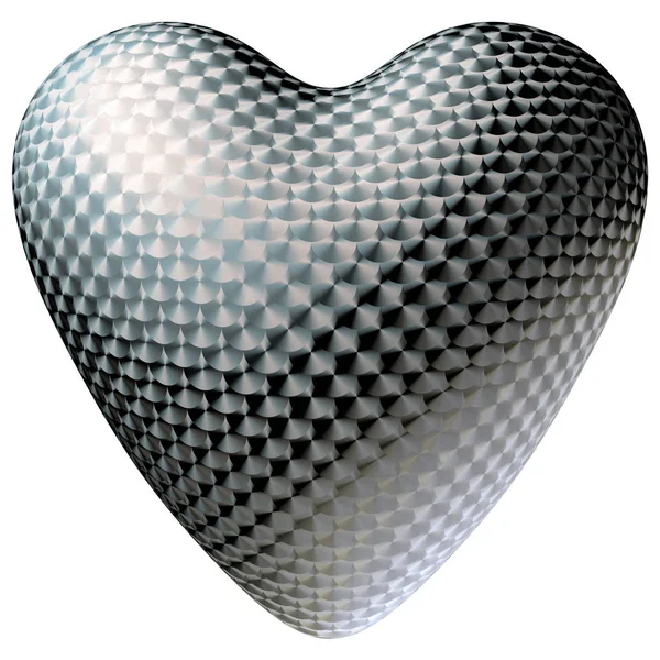 Corazón de metal cepillado con material anisotrópico. Aislado — Foto de Stock