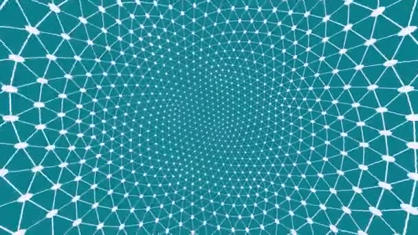 Dentro Esfera Branca Rotativa Feita Nós Triangulares Interconexão Sugerindo Tecnologia — Vídeo de Stock