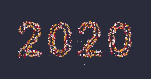 2020 New Year Numbers Write Warm Colorful Low Poly Particles — Stock Video