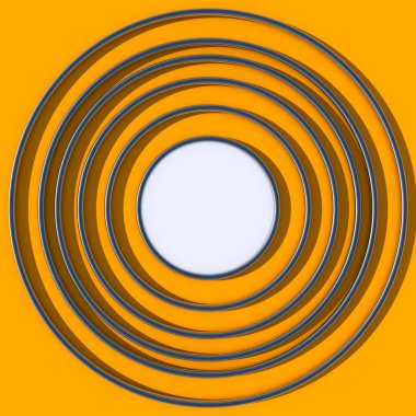 Dikkatleri üzerine çeken üç boyutlu parlak metal halkalar. Turuncu (safran) bg
