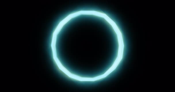 柔らかい輝きとネオンの輝きを持つライトブルーグリーンの低ポリサークル 進行状況バーの読み込みと待機のための最新の抽象的な背景 Cgアニメーション 8Kシームレスループ — ストック動画