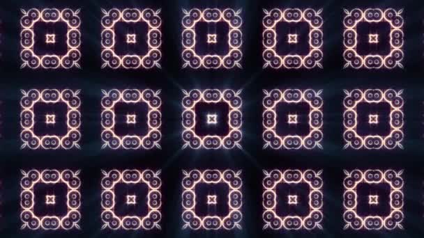 Loop Decorative Ornament Squares Backdrop Pattern Slow Buildup Bright Shine — Stock Video