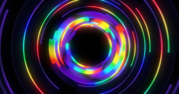 要旨カラフルな虹の光が背景に広がる シンプルでシンプルな対称幾何学線柔らかい輝き クラブ バナー ロゴのグラフィック背景要素 — ストック写真