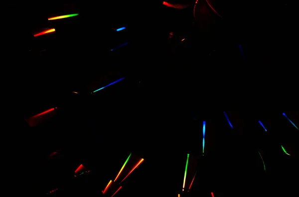 Abstract Dark Background Rainbow Iridescent Light Streaks Prismatic Color Light — Stock Photo, Image