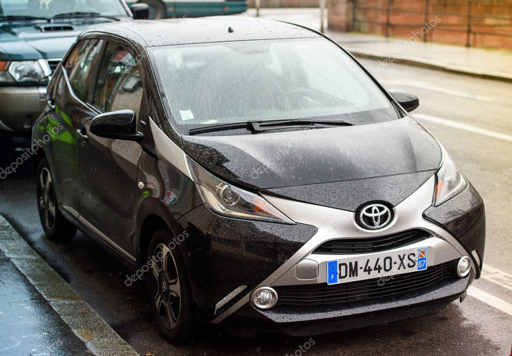 Toyota Aygo Two Door Car Parked In Urban Enviroment Stock