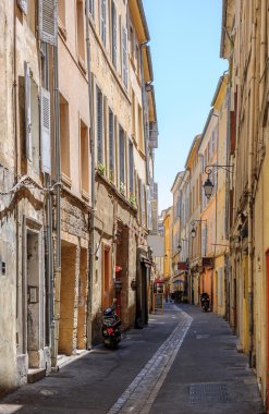 Romantic vintage tiny street in Aix-En-Provence clipart
