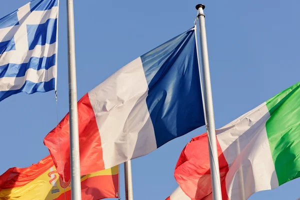 Frankreich Flagge Europäisches Parlamentsgebäude in Straßburg — Stockfoto
