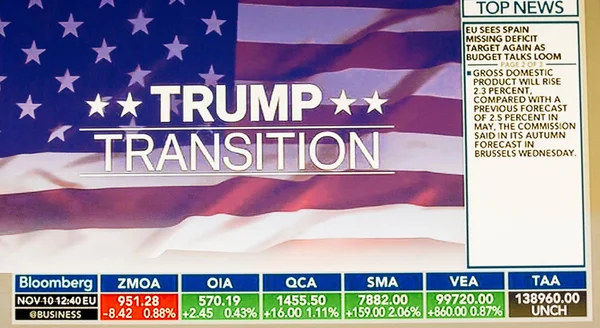 Trump Transition sign on tv — Stock Photo, Image
