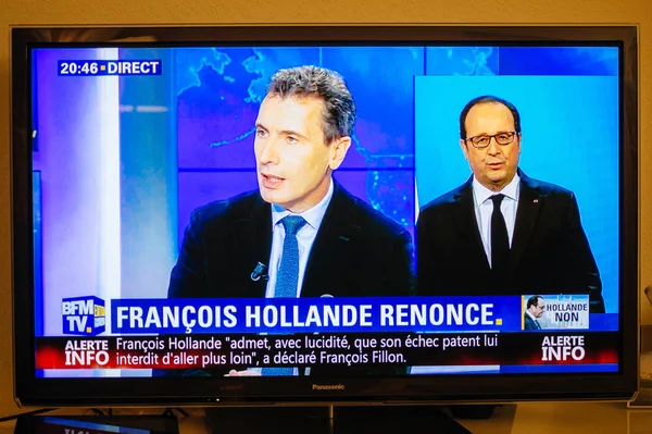 (Inggris) Francois Hollande di French Television address to the Nation — Stok Foto