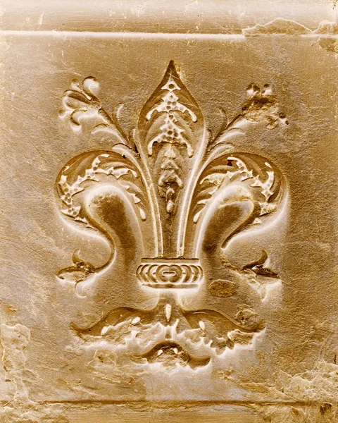 Fleur-de-lis rzeźbione w kamieniu w Florencja, Włochy — Zdjęcie stockowe