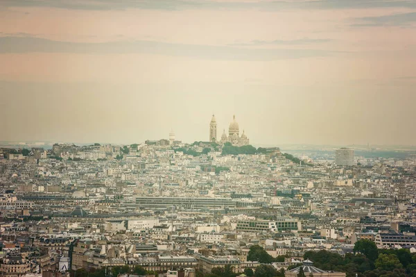 Sacre Coeur Church view from above with sun flare — Stock Photo, Image