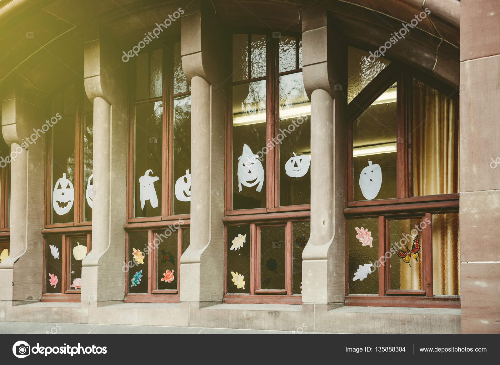 Windows decorated with paper halloween — Stock Photo © ifeelstock
