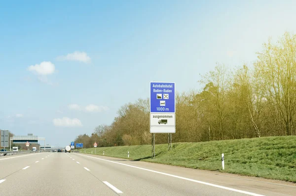 Autobahnhotel Baden-Baden or highway Church sign seen on the Ger — Stock Photo, Image