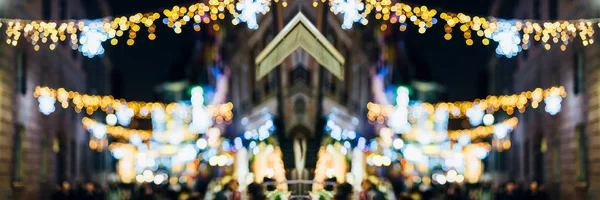 Bokeh Noel Market street sırasında — Stok fotoğraf