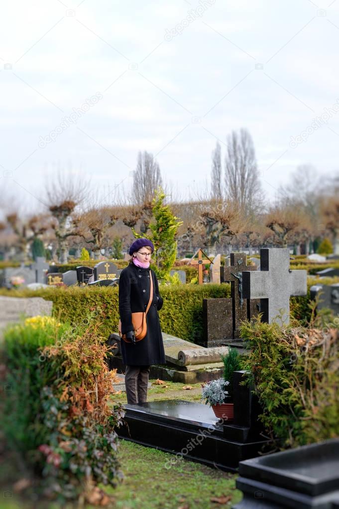 Woman at cemetery 