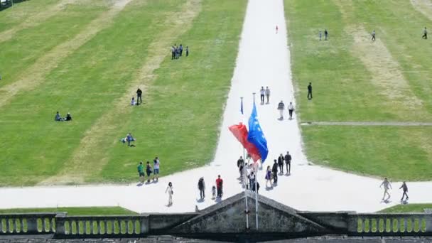 Chambord Francia Circa 2016 Vista Elevata Drone Immobile Persone Che — Video Stock