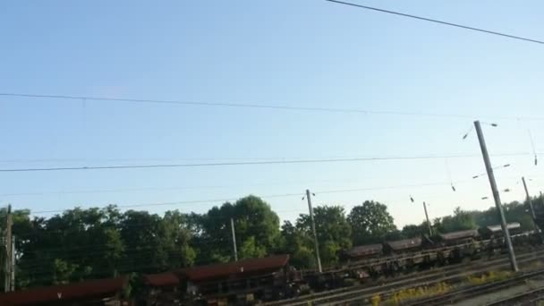 Tren Penceresinden Görüntüleyin Tren Ile Seyahat Eden Konsept — Stok video
