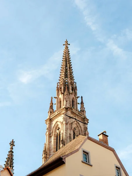 Maestosa Guglia Della Chiesa Protestante Santo Stefano Francese Tempio Saint — Foto Stock