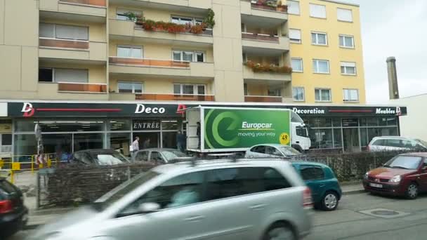 Strasbourg França Circa 2016 Vista Câmera Lenta Sobre Rua Francesa Gráficos De Vetor