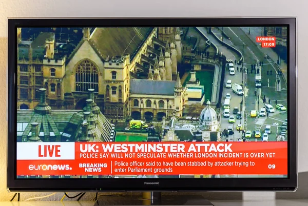 BBC News canale di segnalazione in diretta da Westminster attacco — Foto Stock