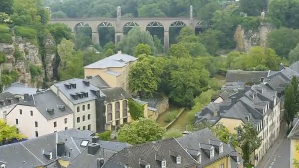 Légifelvétel Groon Grund Magic Negyed Központi Luxemburgváros Nappali Déli Luxemburgban — Stock videók