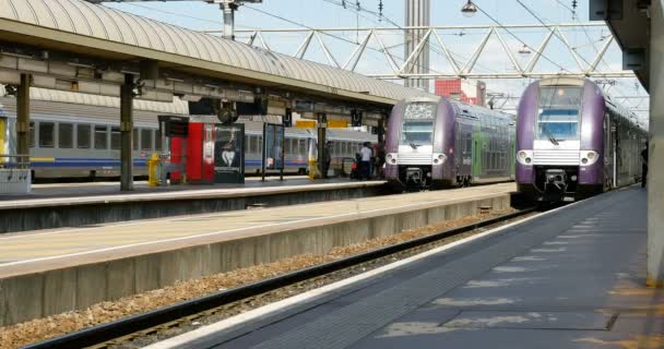 Lyon Fransa 2016 Yaklaşık Lyon Ana Tren Istasyonu Demiryolu Platformu — Stok video