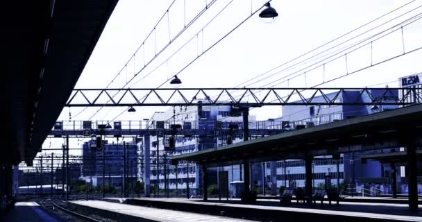 Lyon France Circa 2016 French Tgv Fast Train Arriving Rail — Stock Video
