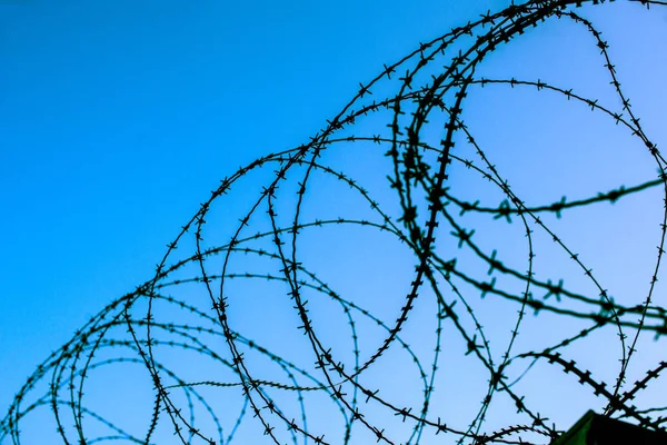 Security fence barber wiere permieter wall — Stock Photo, Image