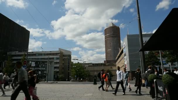 Lyon Frankrike Circa 2016 Slow Motion Place Charles Beraudier Med — Stockvideo